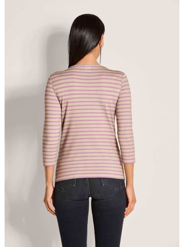 MADELEINE Ringelshirt mit U-Boot-Ausschnitt, Halbarm in malve / cappuccino