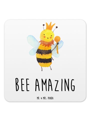 Mr. & Mrs. Panda Untersetzer Biene König mit Spruch in Weiß