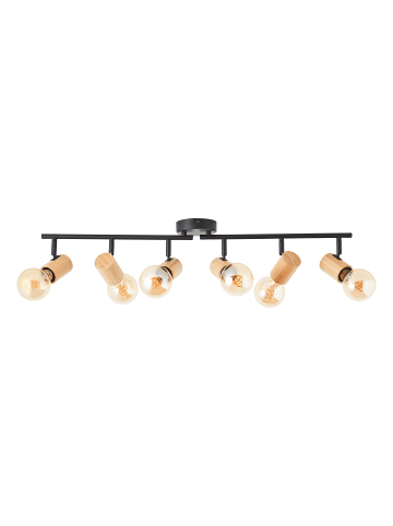 Brilliant Kerry Spotrohr – 6-flammig, Schwarz/Holz, dimmbar, schwenkbar, modern