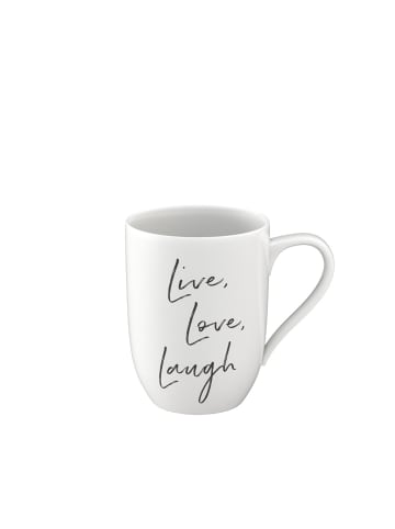 Villeroy & Boch Becher mit Henkel 'Live Love Laugh' Statement in Weiß 290 ml