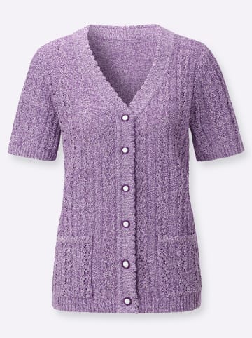 WITT WEIDEN Ajourstrickjacke in lila-ecru-meliert