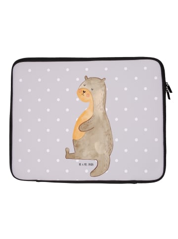 Mr. & Mrs. Panda Laptop Hülle Otter Bauch ohne Spruch in Grau Pastell