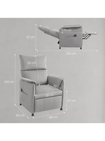 HOMCOM Elektrischer Relaxsessel in Grau 83L x 80B x 104H cm