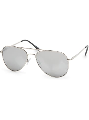 styleBREAKER Piloten Sonnenbrille in Silber / Silber