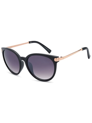 styleBREAKER Cateye Sonnenbrille in Schwarz-Gold / Grau Verlauf