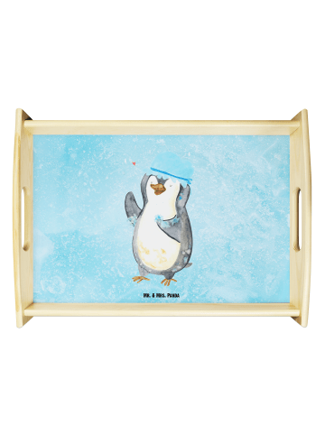 Mr. & Mrs. Panda Serviertablett Pinguin Duschen ohne Spruch in Eisblau