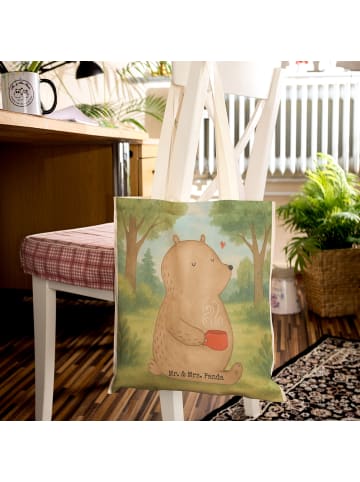 Mr. & Mrs. Panda Schultertasche Bär Kaffee Design ohne Spruch in Weiß