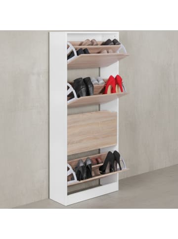 KADIMA DESIGN Schuhschrank mit 4 Fächern zum Klappen Schuhkommode 150cm Schuhregal