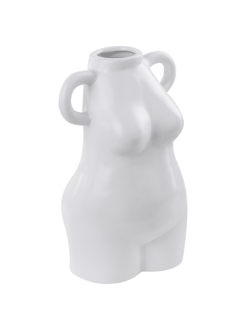 Beliani Blumenvase AIGIO in Weiß - (W) 14 x (H) 25 x (L) 14 cm