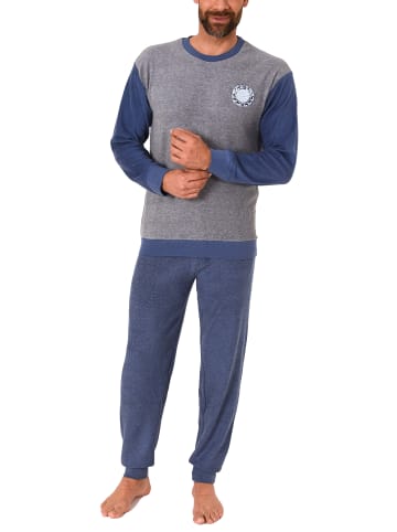 NORMANN Lange Frottee Pyjama Schlafanzug Bündchen - 49626 in Grau
