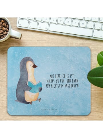 Mr. & Mrs. Panda Mouse Pad Pinguin Buch mit Spruch in Eisblau