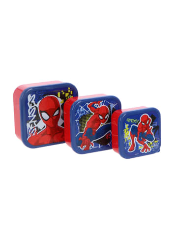 Spiderman Spiderman Kinder Lunchset – 5-teilig Brotdose Trinkflasche Besteck in Blau