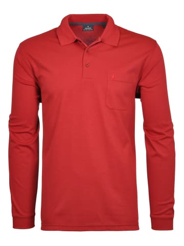 Ragman Poloshirt Langarm in Erdbeere