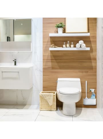 relaxdays Toilettenbürste in Weiß/ Grau