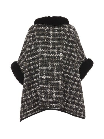 CHANI Damen Poncho in Schwarz Wollweiss