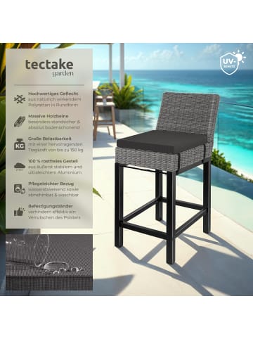 tectake Rattan Barstuhl Latina inklusive Sitzpolster, 45 x 62,5 x 99 cm, grau
