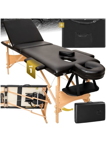 tectake 3 Zonen Massageliege Daniel 210 x 95 x 84 cm, schwarz