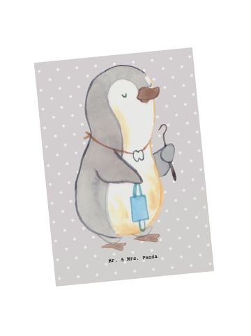 Mr. & Mrs. Panda Postkarte Zahntechniker Herz ohne Spruch in Grau Pastell