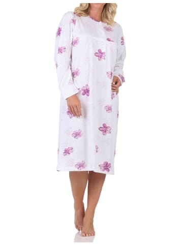 NORMANN Langarm Nachthemd klassische Design Knopfleiste am Hals - 88978 in lila