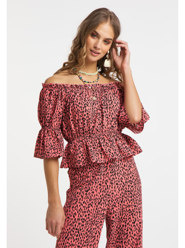 IZIA Damen Carmenbluse in Pink Schwarz