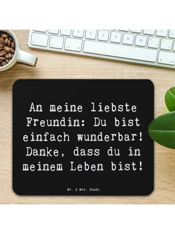 Mr. & Mrs. Panda Mouse Pad Spruch Liebste Freundin mit Spruch in Schwarz
