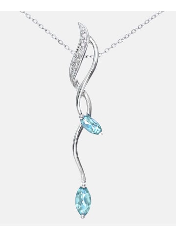 Diamant L'éternel Halskette mit Anhänger aus 375 Weißgold mit Diamant mit Topas