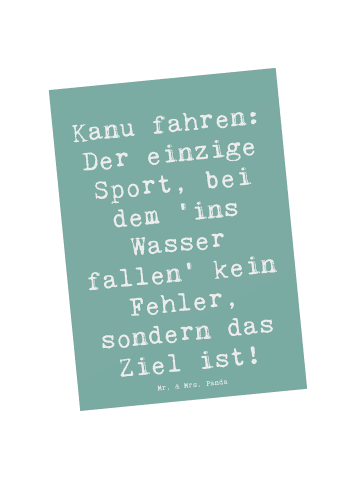 Mr. & Mrs. Panda Postkarte Kanu Abenteuer mit Spruch in Meeresbrise
