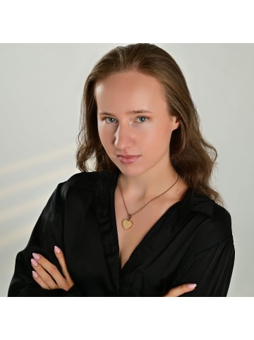 Adeliás Damen Anhänger – Herz Herzanhänger aus Edelstahl in gold