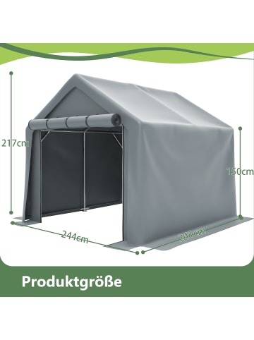 ABRIHOME Geräteschuppen in Dunkelgrau 244x241x217 cm für Fahrrad Garten Werkzeug