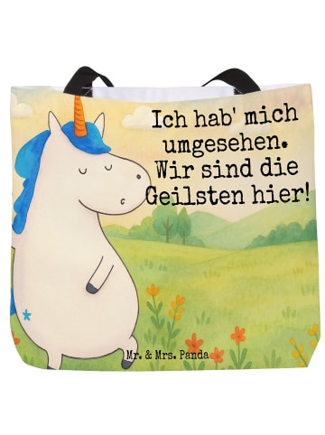 Mr. & Mrs. Panda Schultasche Einhorn Mann Design mit Spruch in Weiß