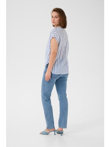 Kaffe Kurzarm-Bluse KAanja Regular fit in Blue/Chalk stripe