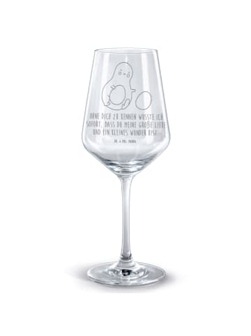 Mr. & Mrs. Panda Rotwein Glas Avocado Kern rollt mit Spruch in Transparent