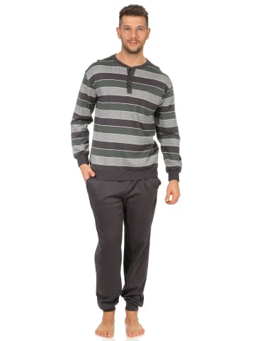 NORMANN Pyjama lang Schlafanzug Bündchen - 56460 in grün