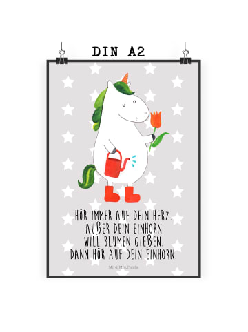 Mr. & Mrs. Panda wandkunst Einhorn Gärtner mit Spruch in Grau Pastell