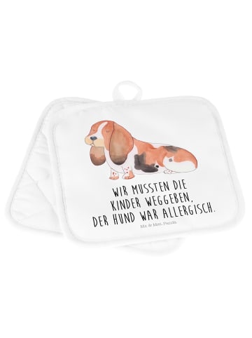 Mr. & Mrs. Panda Topflappen Hund Basset Hound mit Spruch in Weiß