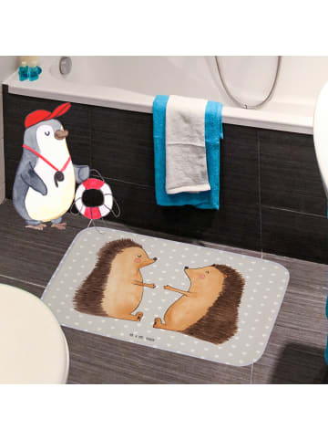 Mr. & Mrs. Panda Duschvorleger Igel Liebe ohne Spruch in Grau Pastell