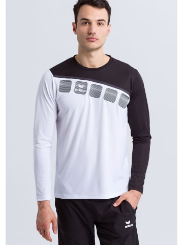 erima 5-C Longsleeve in weiss/schwarz/dunkelgrau