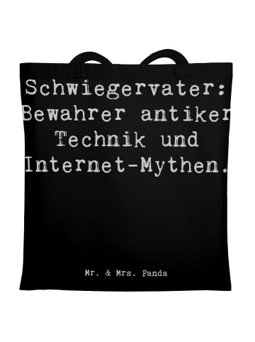 Mr. & Mrs. Panda Tragetasche Schwiegervater Geschichten mit Spruch in Schwarz