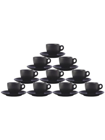 Maxwell & Williams 10er Set Espressotassen mit Untertassen Caviar Black 80 ml in schwarz