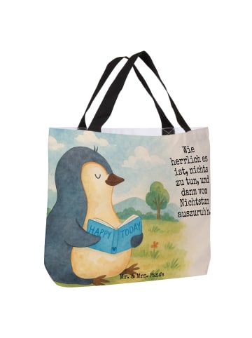 Mr. & Mrs. Panda Shopper Pinguin Buch Design mit Spruch in Weiß