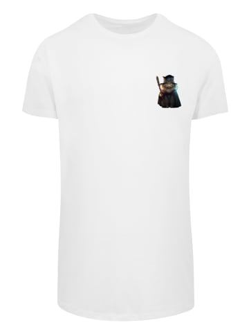 F4NT4STIC Long Cut T-Shirt Wizard Cat LONG TEE in weiß