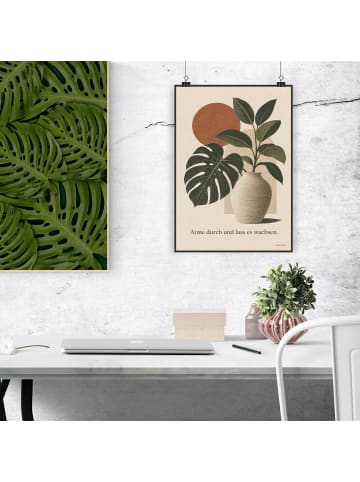 Plakat Pflanze minimalistisch Design mit Spruch in Weiß