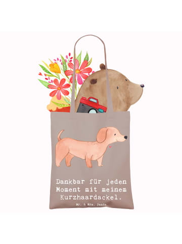 Mr. & Mrs. Panda Tote Bag Dackel Kurzhaardackel Moment mit Spruch in Braun Pastell