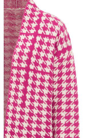 faina Women Cardigan in Wollweiss Lila Kariert