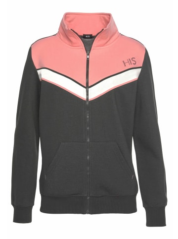 H.I.S Sweatjacke in anthrazit-rosa