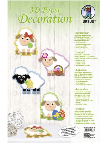 Buntpapierfabrik Ludwig Bähr 3D Paper Decoration 'Schäfchen' Set für 24 Deko-Schäfchen 6,5x9,5cm