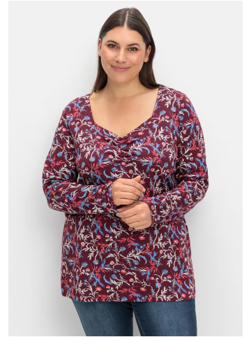 sheego Langarmshirt in weinrot gemustert