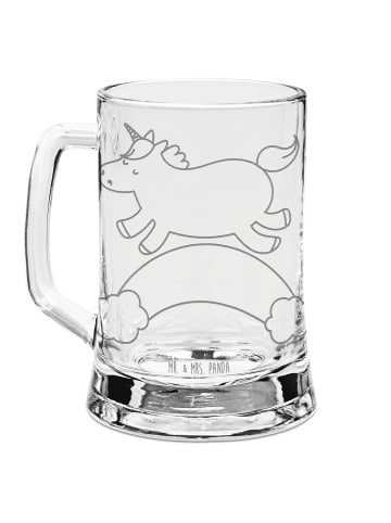 Mr. & Mrs. Panda Bierkrug Einhorn Regenbogen ohne Spruch in Transparent
