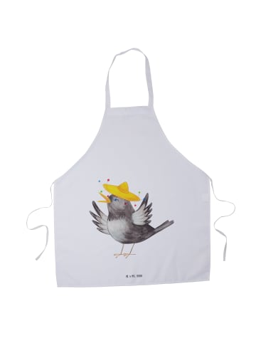 Mr. & Mrs. Panda Schürze Rabe Sombrero ohne Spruch in Weiß