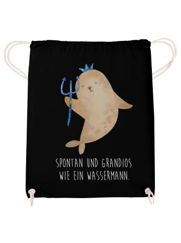 Mr. & Mrs. Panda Beutel Sternzeichen Wassermann mit Spruch in Schwarz